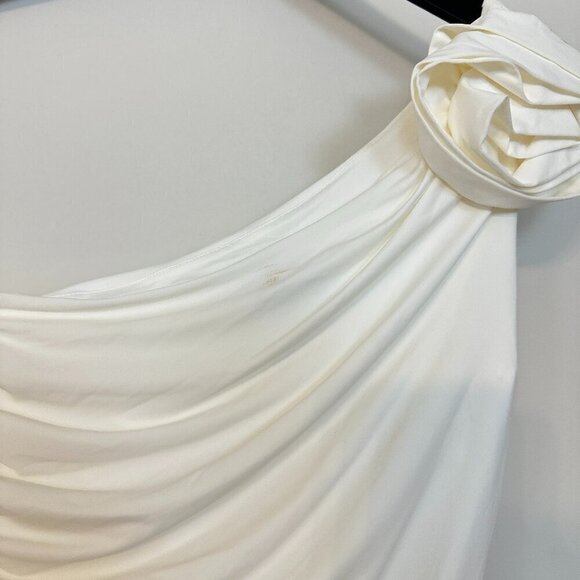 BARDOT Lilita Rosette One-Shoulder Stretch Jersey Midi Dress in Orchid White XS - Picture 6 of 16
